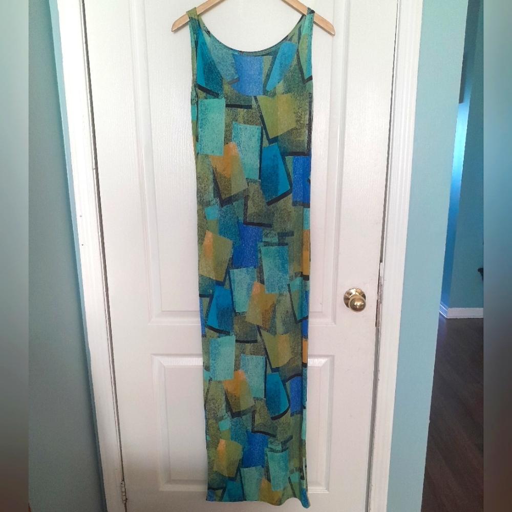 Vintage Colorful Geometric Maxi Dress